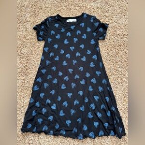 M&S dress, black with blue hearts, size 8 yrs